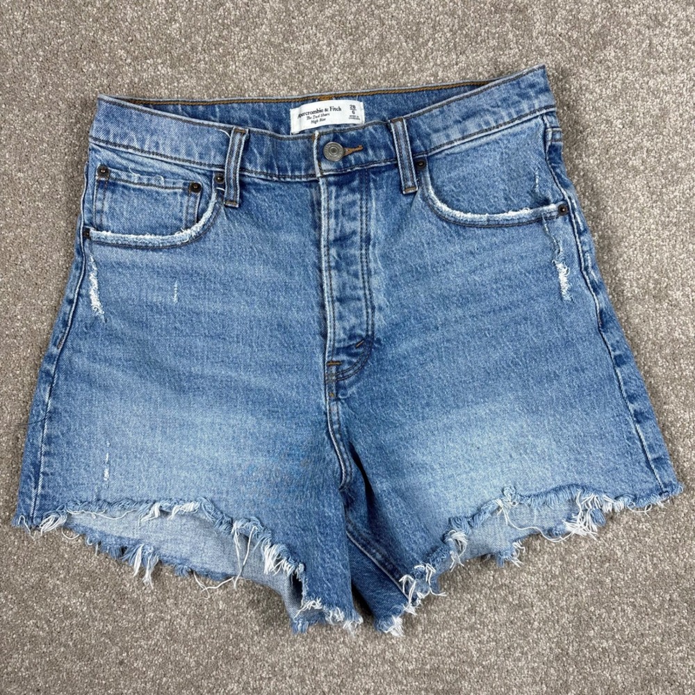 Abercrombie & Fitch The Dad Short High Rise Distressed Denim Shorts 28 6